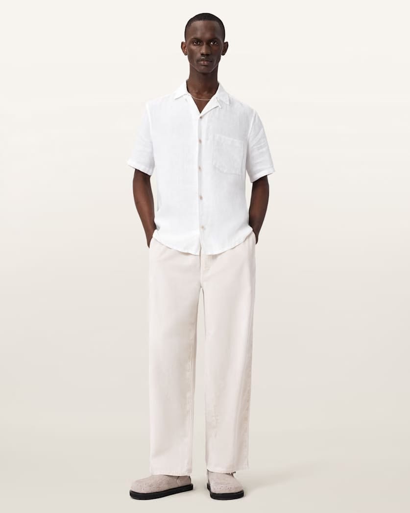 AllSaints Tri Embroidered Linen Shirt Ecru