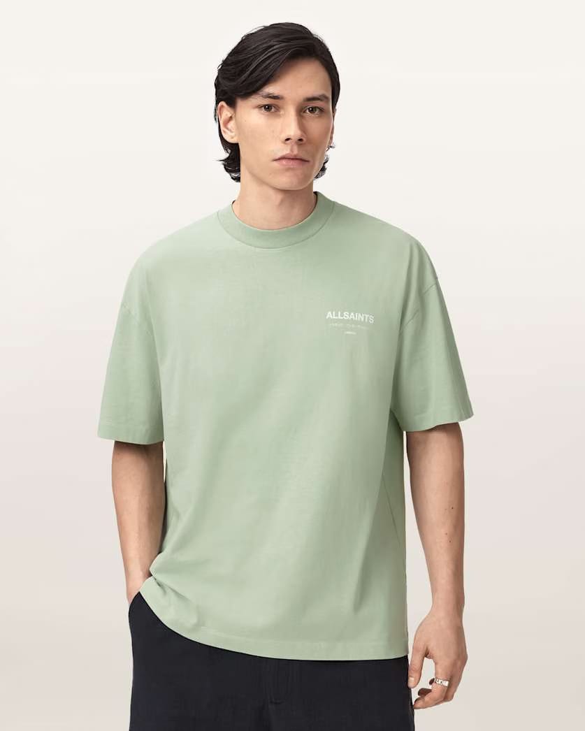 AllSaints Underground Oversized Crew Neck T Shirt Sunbaked Pink