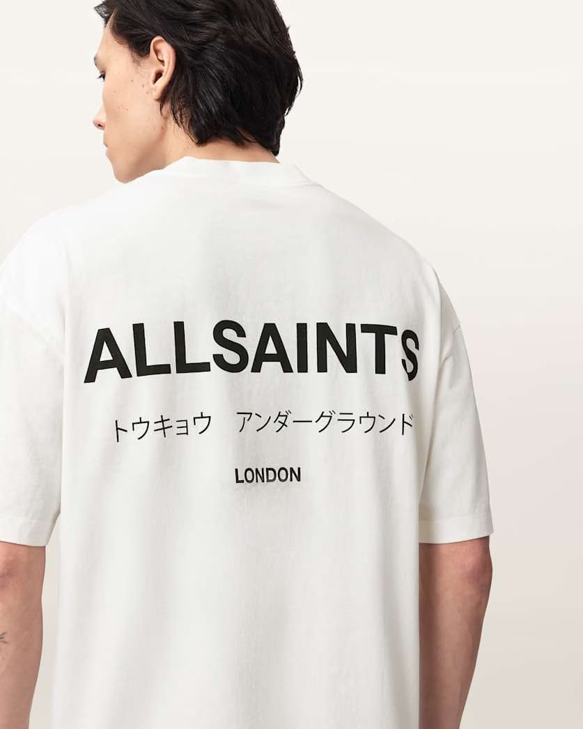AllSaints Underground Oversized Crew Neck T Shirt Sunbaked Pink