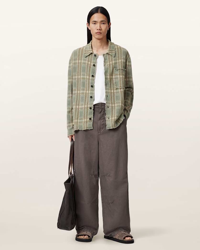 AllSaints Solmar Knitted Check Cardigan Moonstone Blue