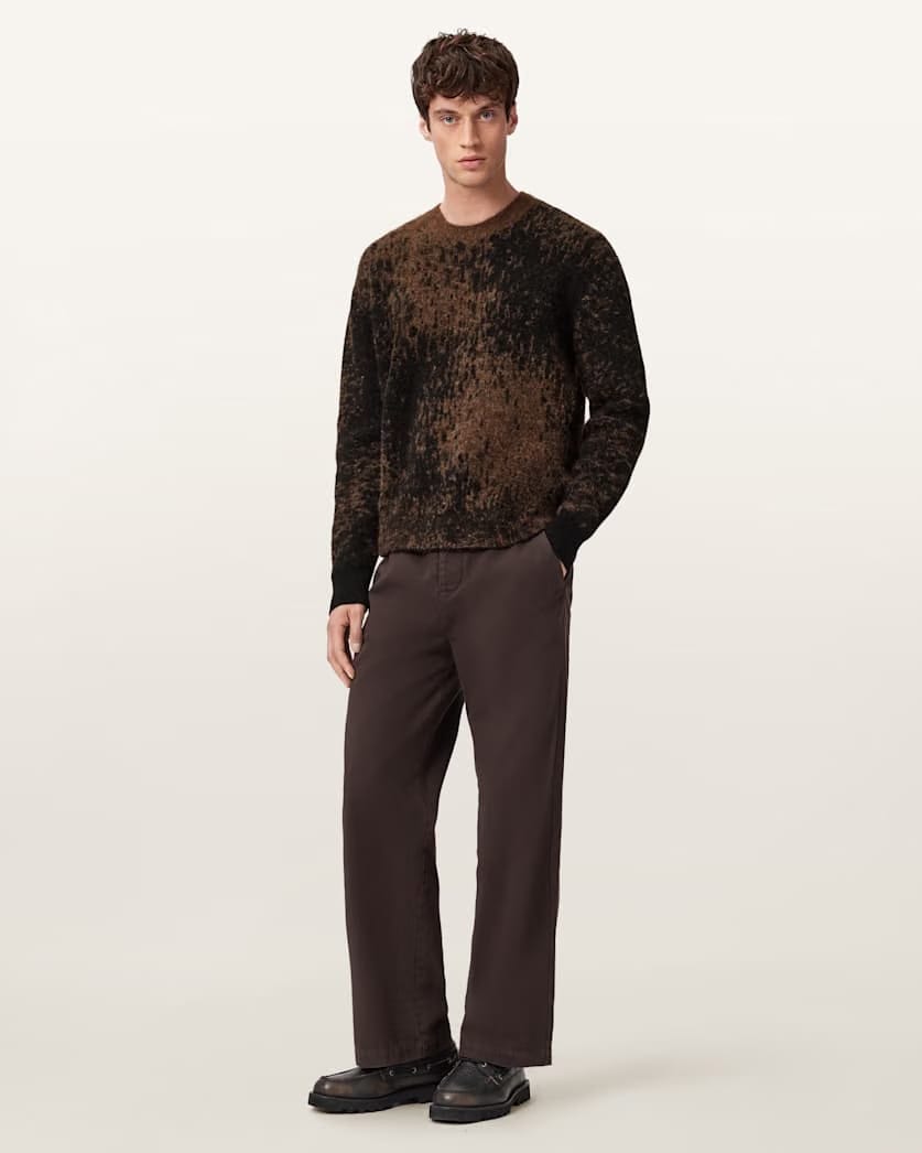 AllSaints Storm Oversized Wool Blend Sweater Brown
