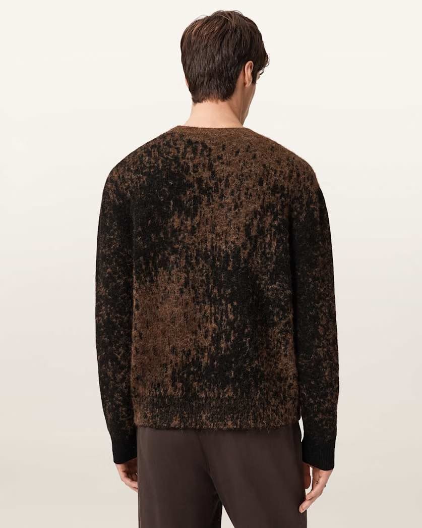 AllSaints Storm Oversized Wool Blend Sweater Brown