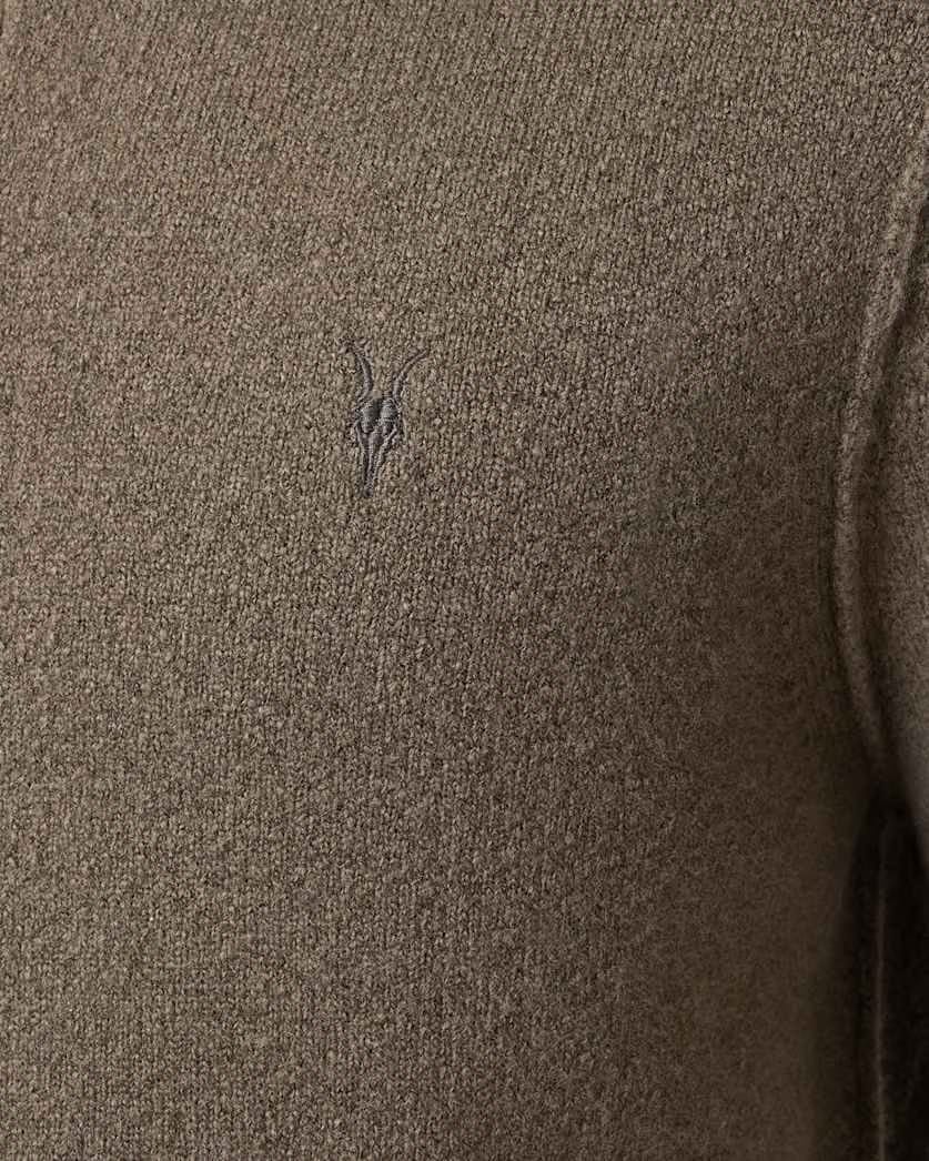 AllSaints Statten Long Sleeve Polo Sweater Dusky Green