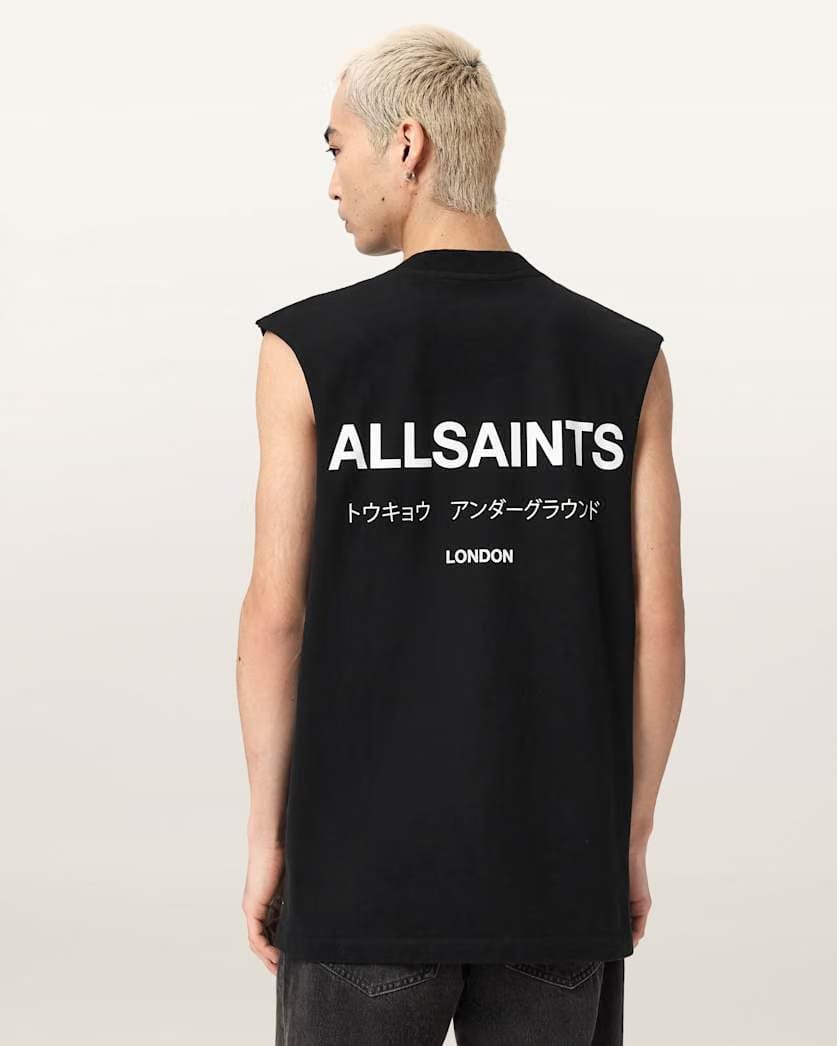 AllSaints Underground Sleeveless Crew Neck T Shirt Jet Black