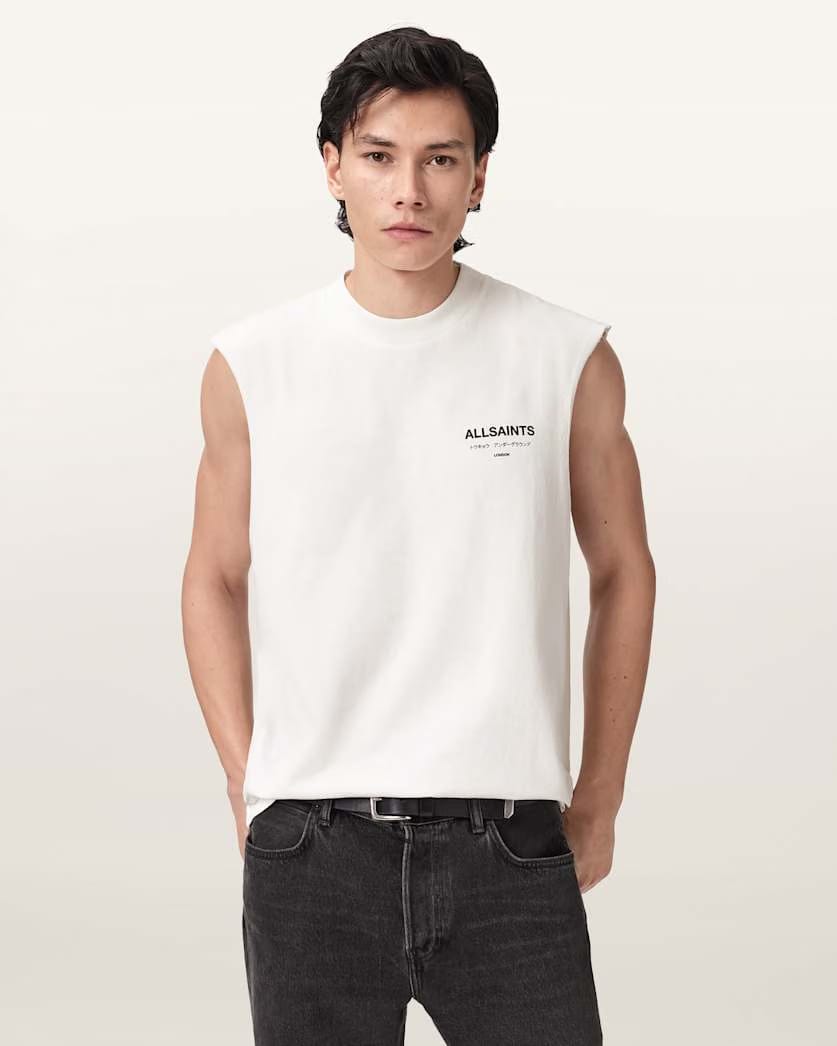 AllSaints Underground Sleeveless Crew Neck T Shirt Jet Black