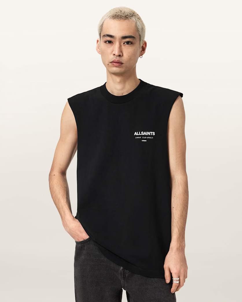 AllSaints Underground Sleeveless Crew Neck T Shirt Jet Black