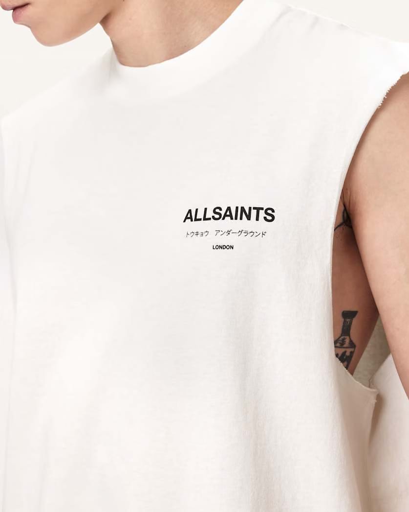 AllSaints Underground Sleeveless Crew Neck T Shirt Jet Black