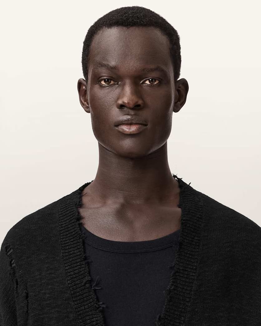 AllSaints Tabua Oversized Jacquard Cardigan Black