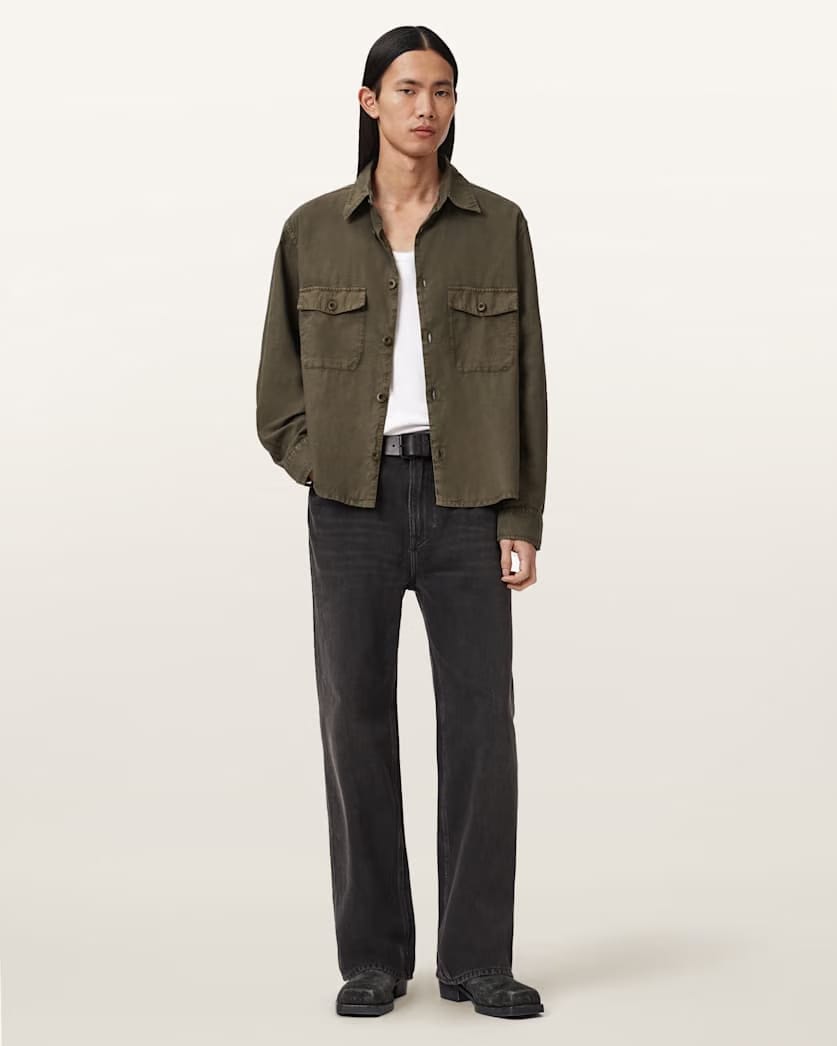 AllSaints Strand Relaxed Fit Shirt Mangrove Green