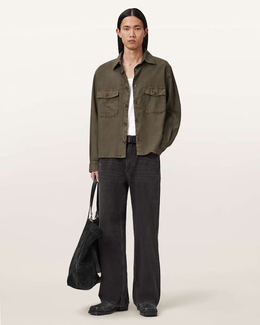 AllSaints Strand Relaxed Fit Shirt Mangrove Green