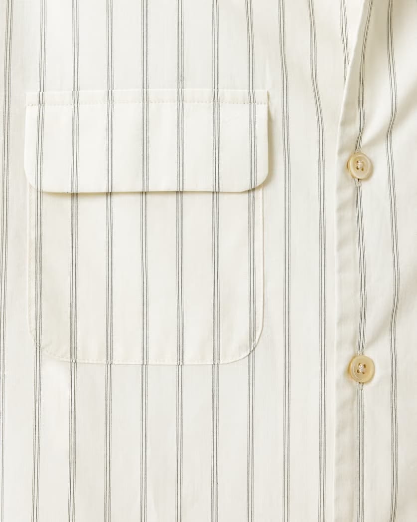 AllSaints Stanley Striped Long Sleeve Shirt Soap White