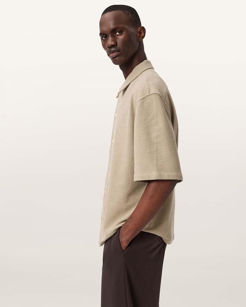 AllSaints Stallone Oversized Short Sleeve Shirt Villa Blue