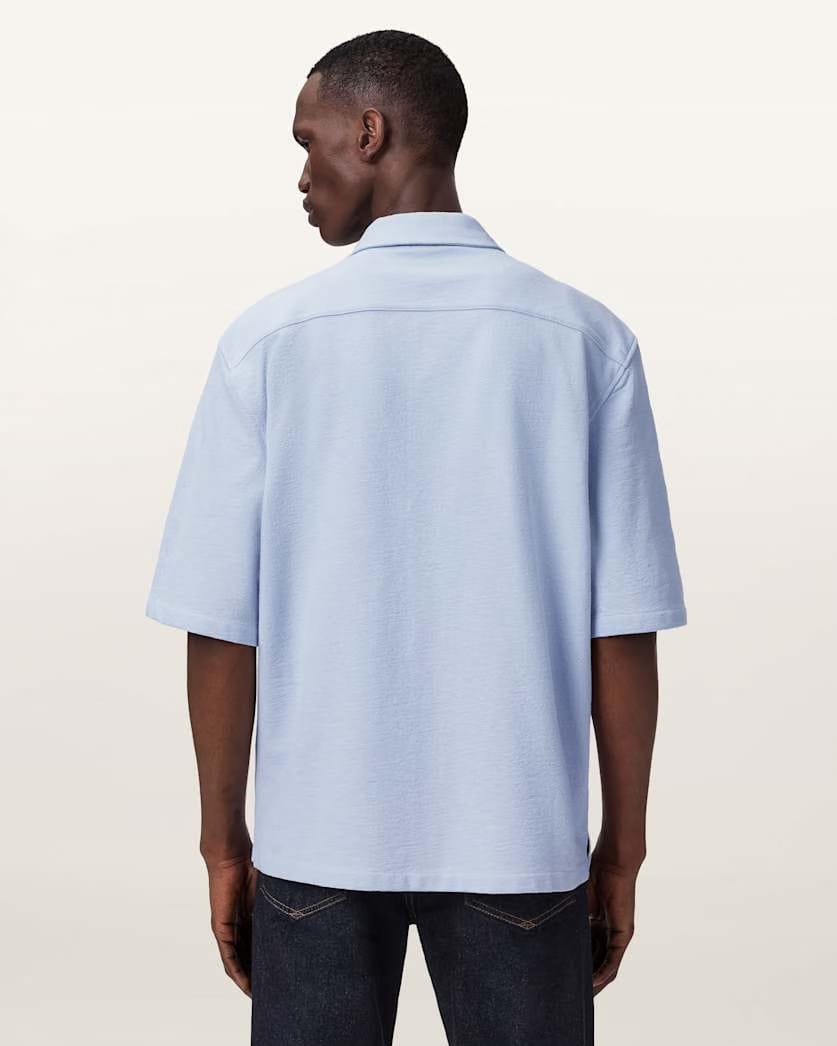 AllSaints Stallone Oversized Short Sleeve Shirt Villa Blue