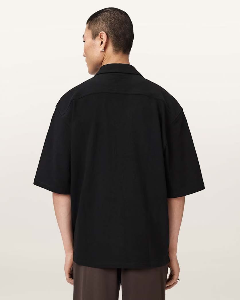 AllSaints Stallone Oversized Short Sleeve Shirt Villa Blue