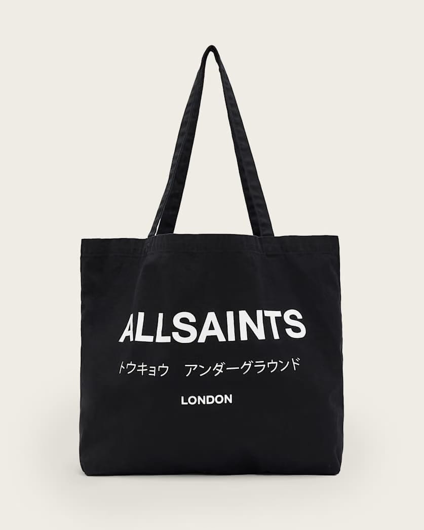 AllSaints Underground Logo Printed Tote Bag Black/Chalk