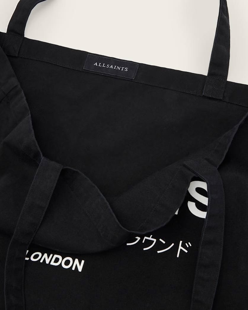 AllSaints Underground Logo Printed Tote Bag Black/Chalk