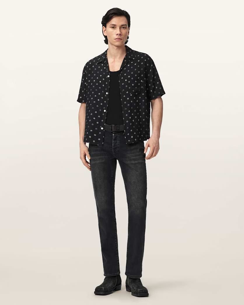 AllSaints Upton Short Sleeve Boxy Shirt Jet Black