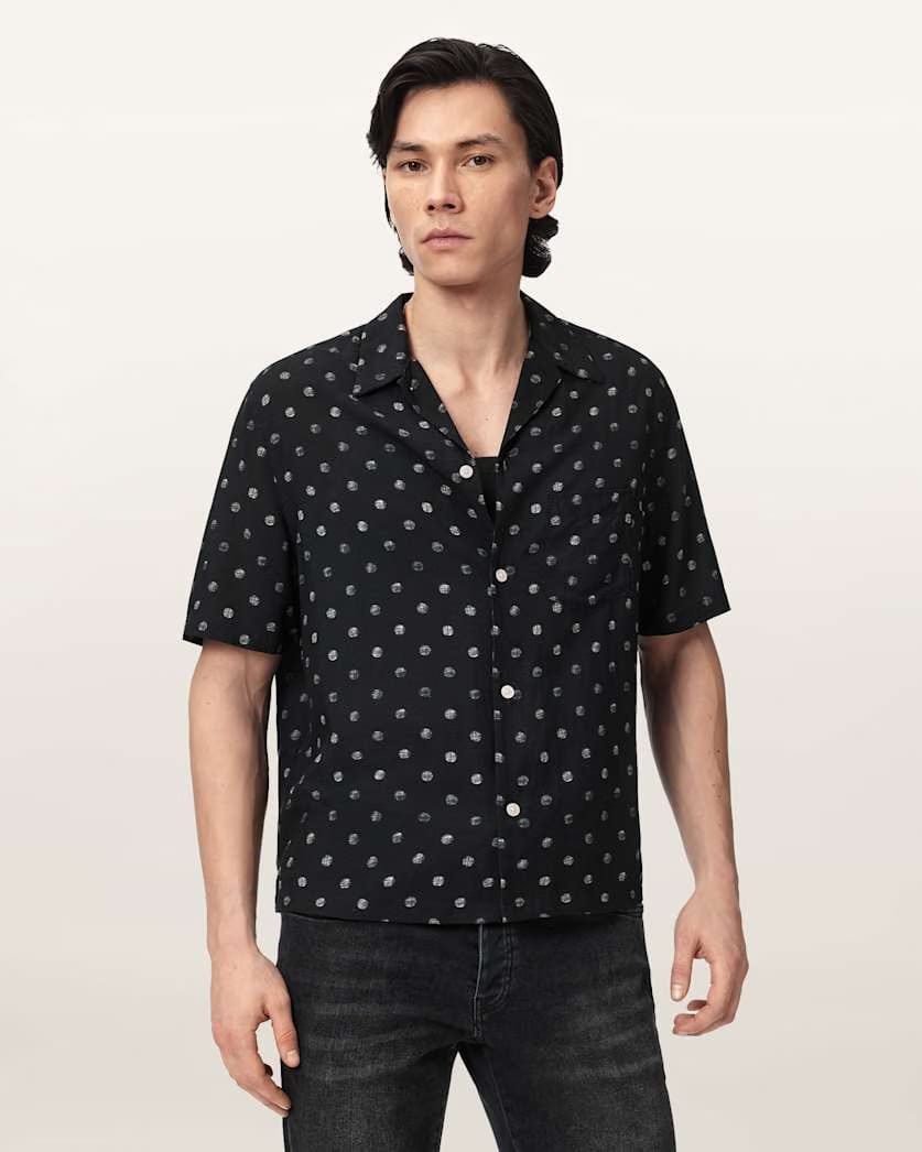 AllSaints Upton Short Sleeve Boxy Shirt Jet Black