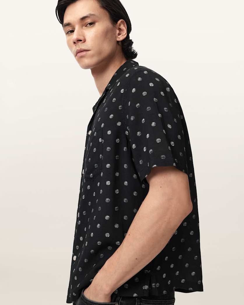 AllSaints Upton Short Sleeve Boxy Shirt Jet Black