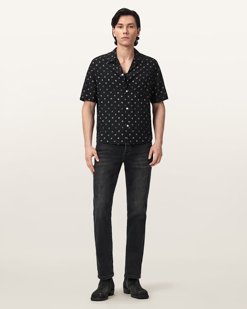 AllSaints Upton Short Sleeve Boxy Shirt Jet Black
