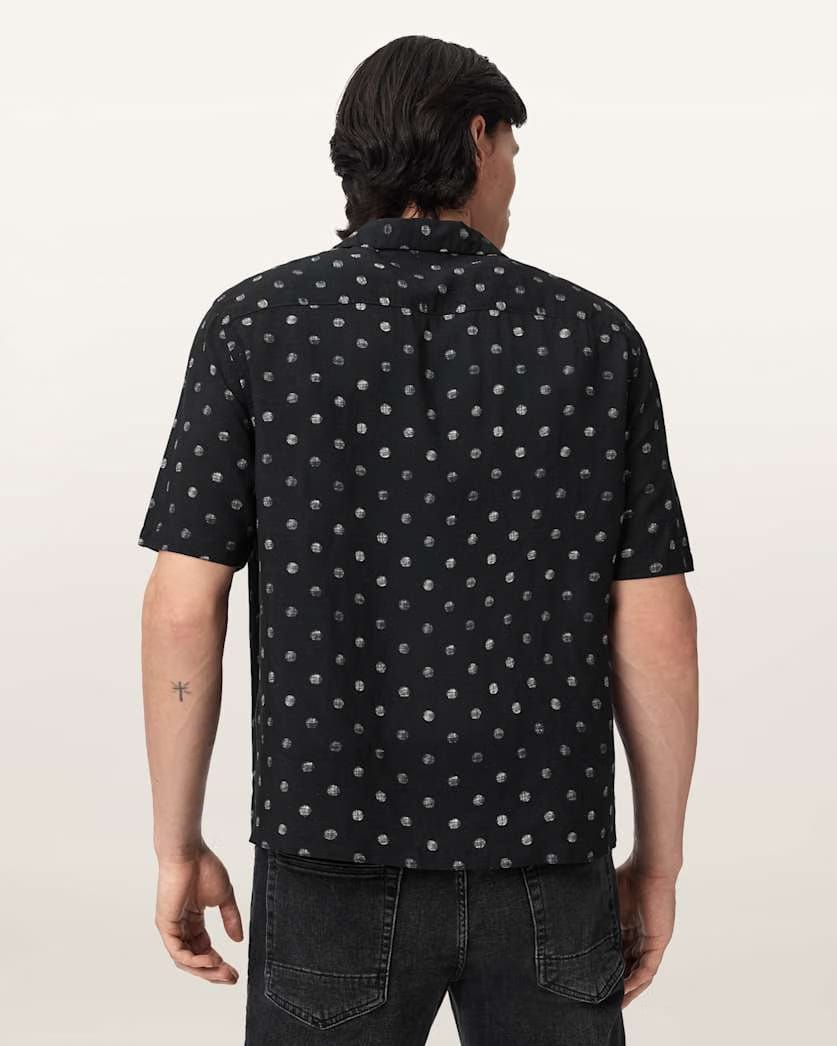 AllSaints Upton Short Sleeve Boxy Shirt Jet Black