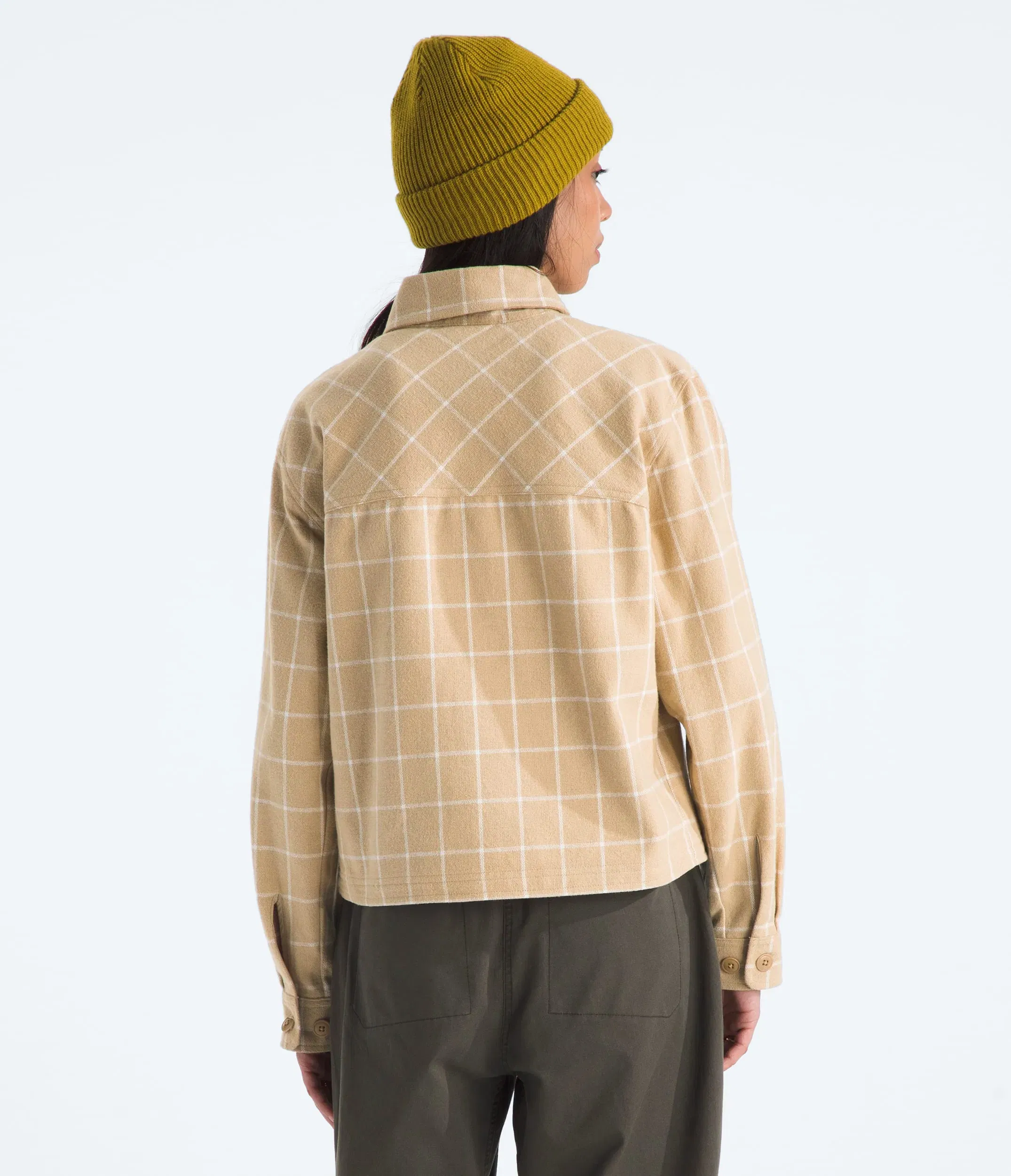 The North Face Women’s Valley Flannel Shirt—Plaid Khaki Stone Grid Large Plaid