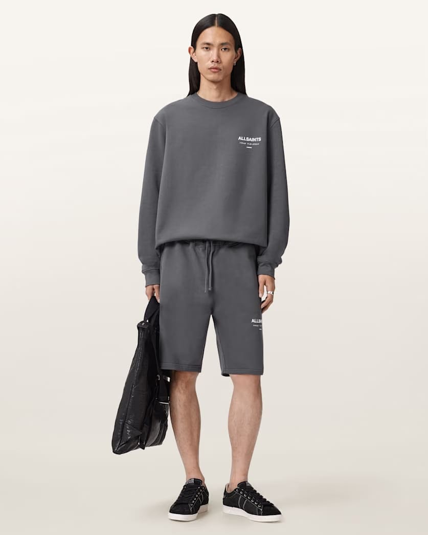 AllSaints Underground Relaxed Fit Sweat Shorts Dark Steel Blue