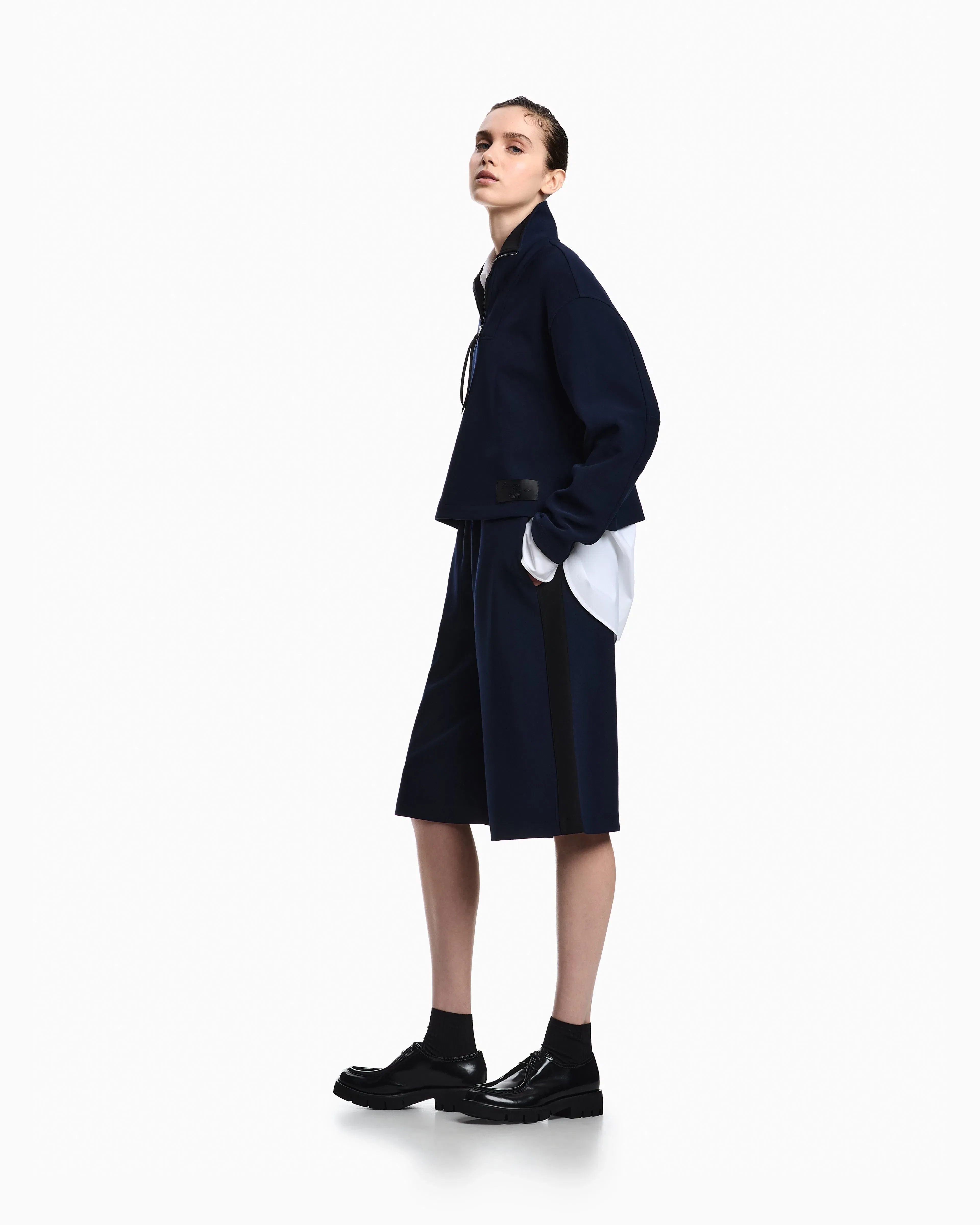 Emporio Armani Crêpe-jersey, zip-up sweatshirt