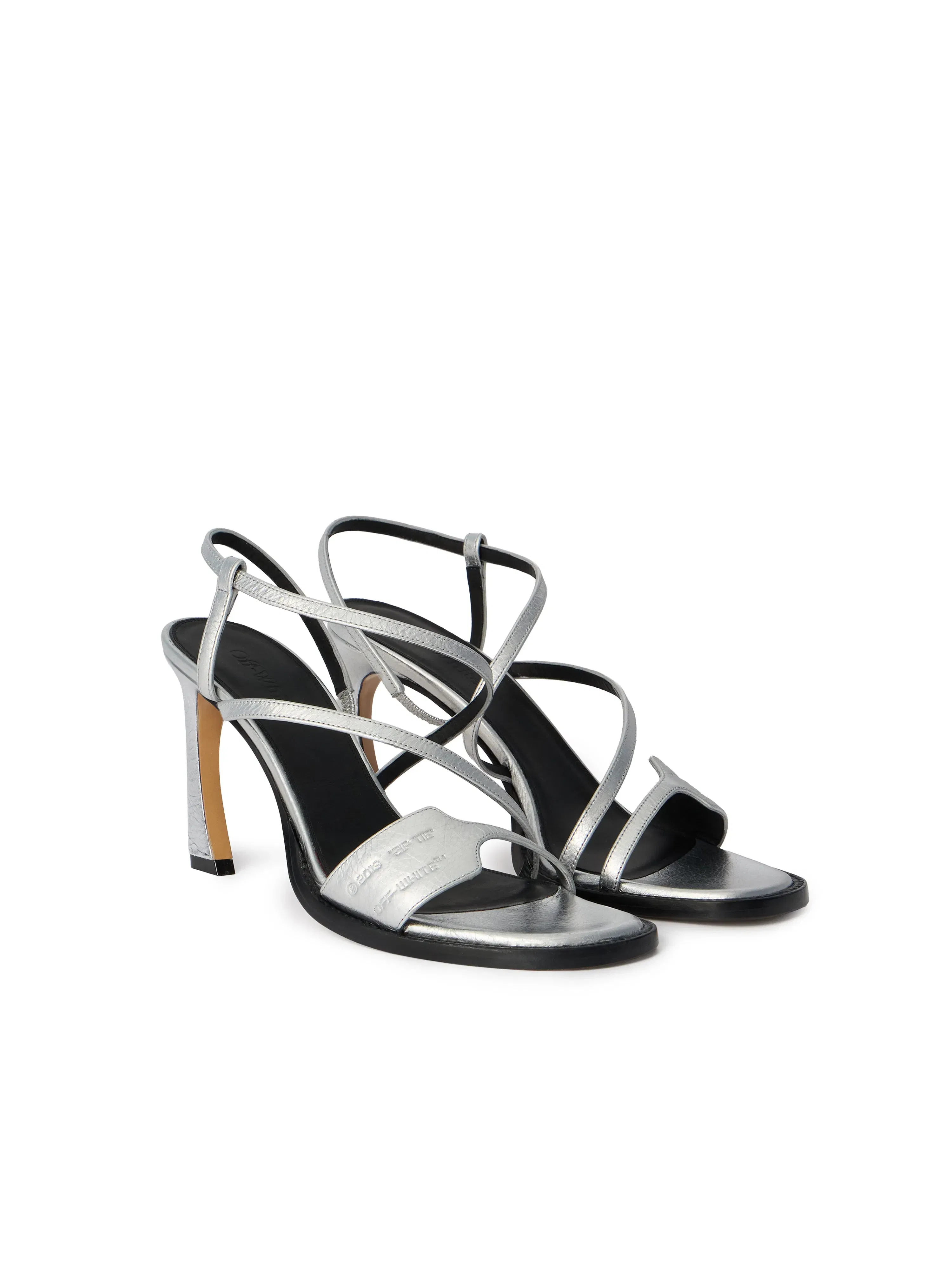 Off-White Zip Tie Loop Sandals Womens Silver