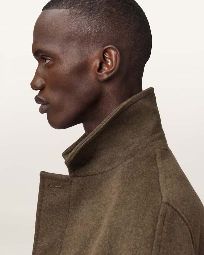 AllSaints Trent Wool Coat Log Brown