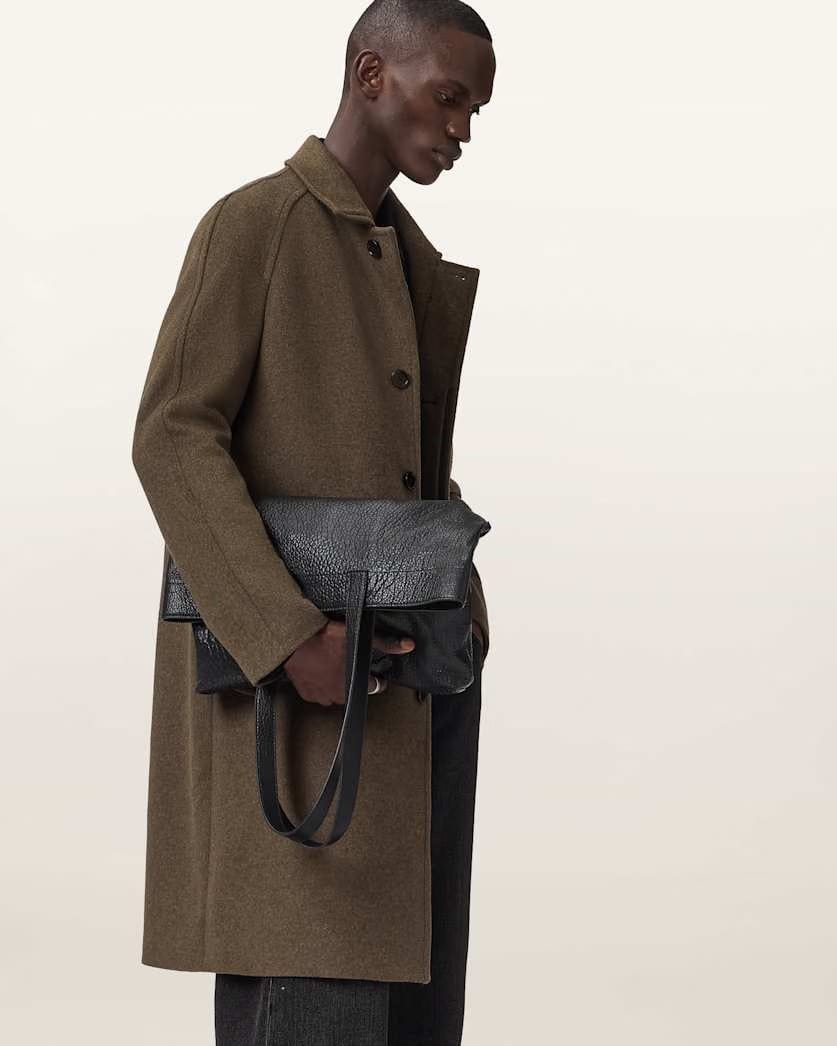 AllSaints Trent Wool Coat Log Brown