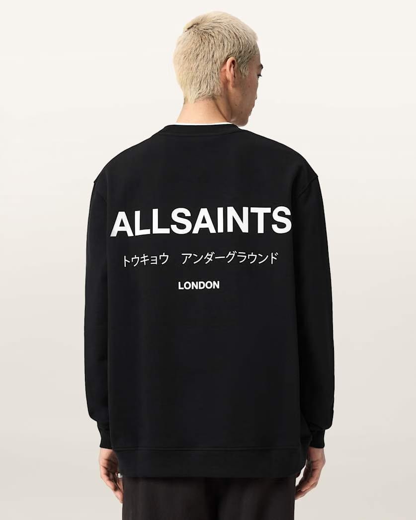 AllSaints Underground Relaxed Fit Crew Neck Sweatshirt Jet Black
