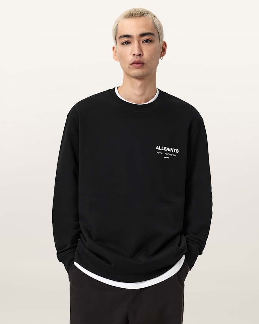 AllSaints Underground Relaxed Fit Crew Neck Sweatshirt Jet Black