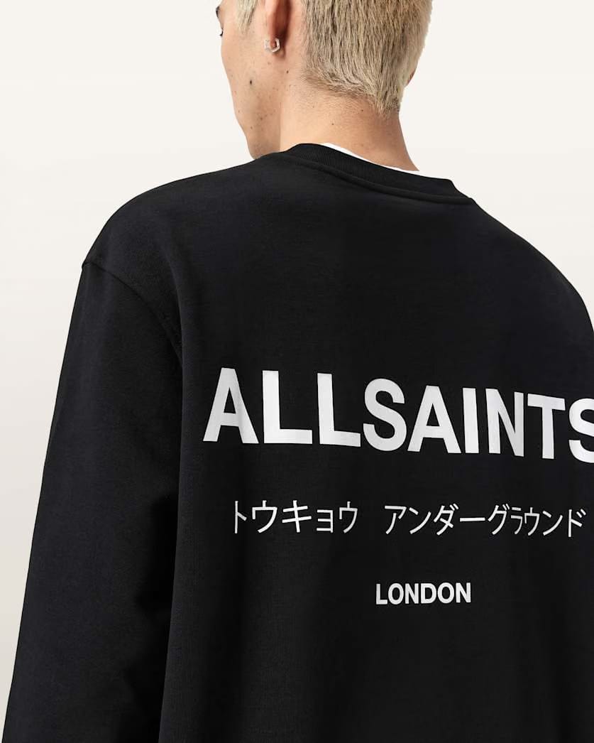 AllSaints Underground Relaxed Fit Crew Neck Sweatshirt Jet Black