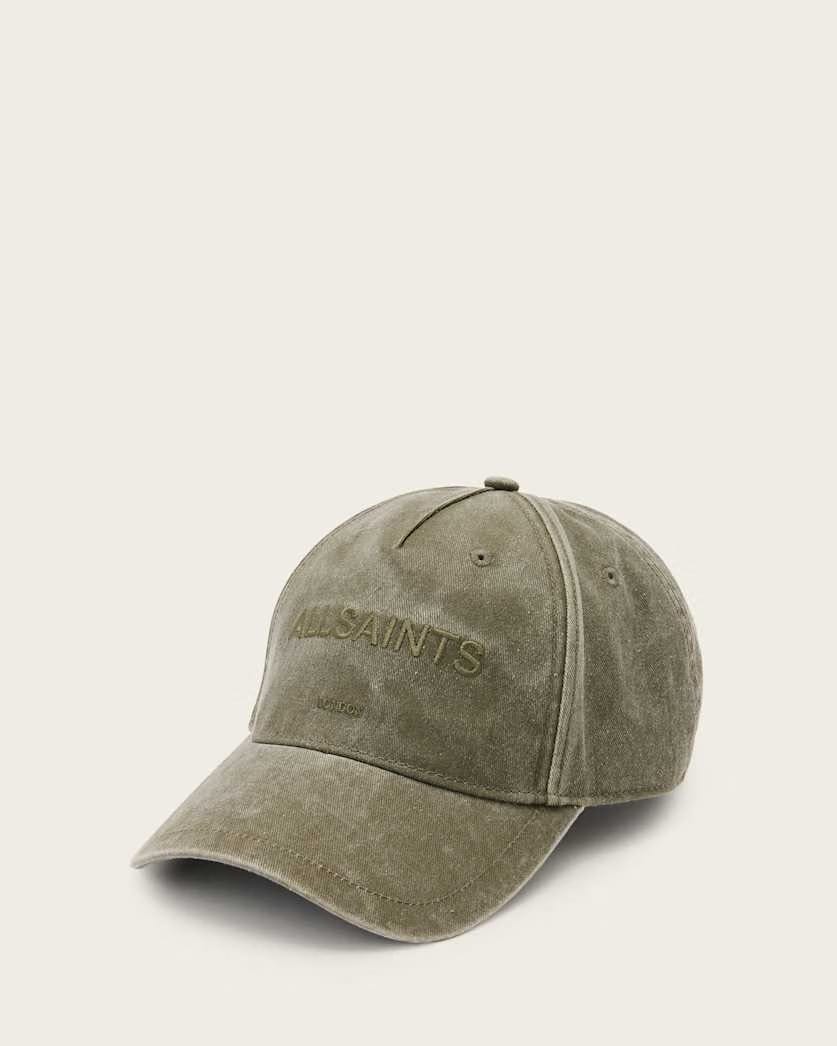 AllSaints Underground Logo Print Baseball Cap Khaki Brown