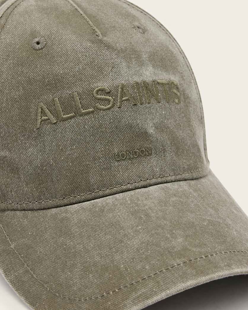 AllSaints Underground Logo Print Baseball Cap Khaki Brown