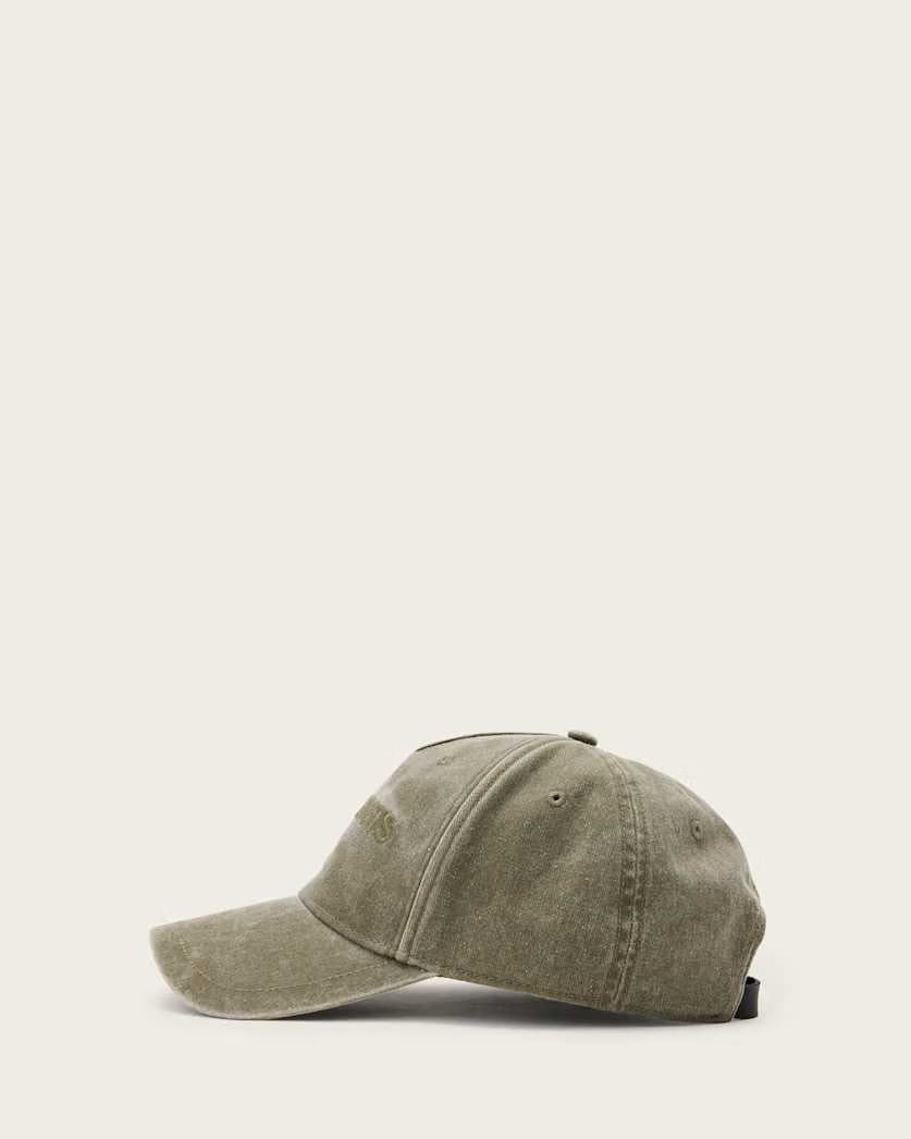 AllSaints Underground Logo Print Baseball Cap Khaki Brown