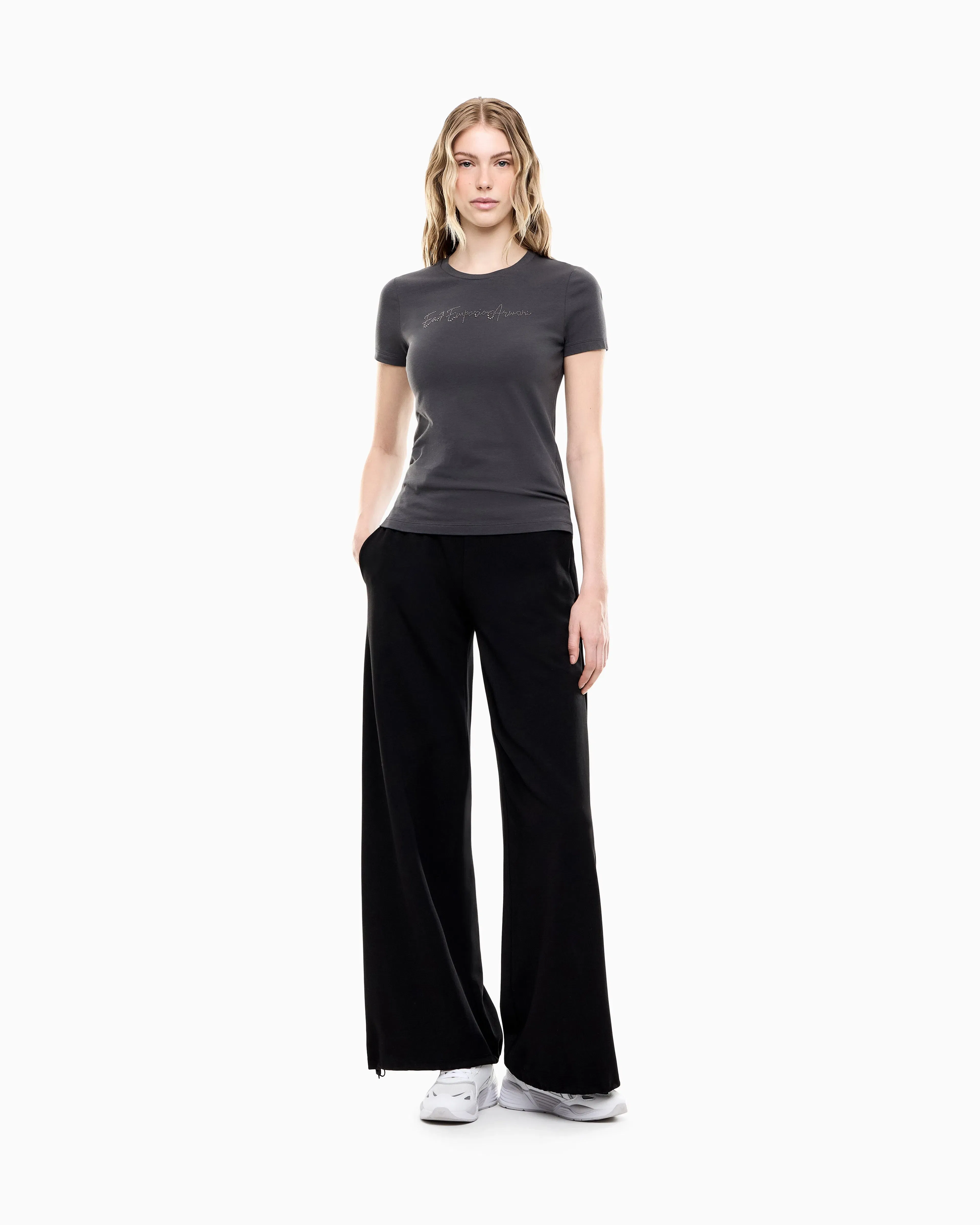 EA7 Slim-fit t-shirt Logo Series in cotton jersey with studs