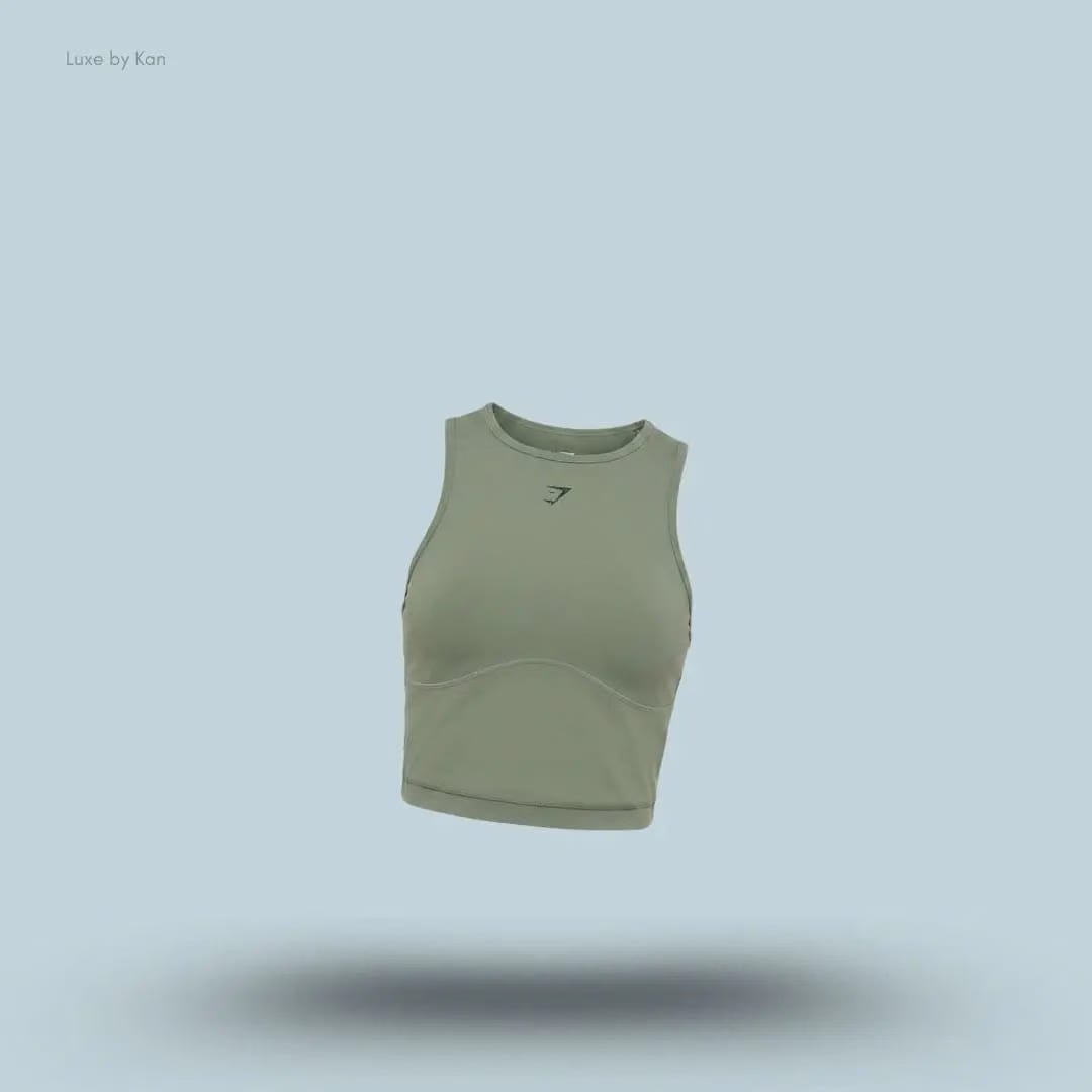 Gymshark Lifting Dipped Crop Tank - Unit Green