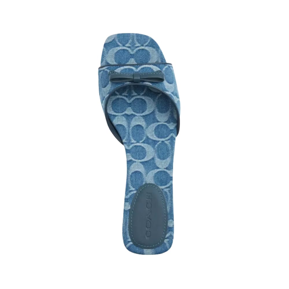 Coach Bow Kitten Heel In Signature Denim