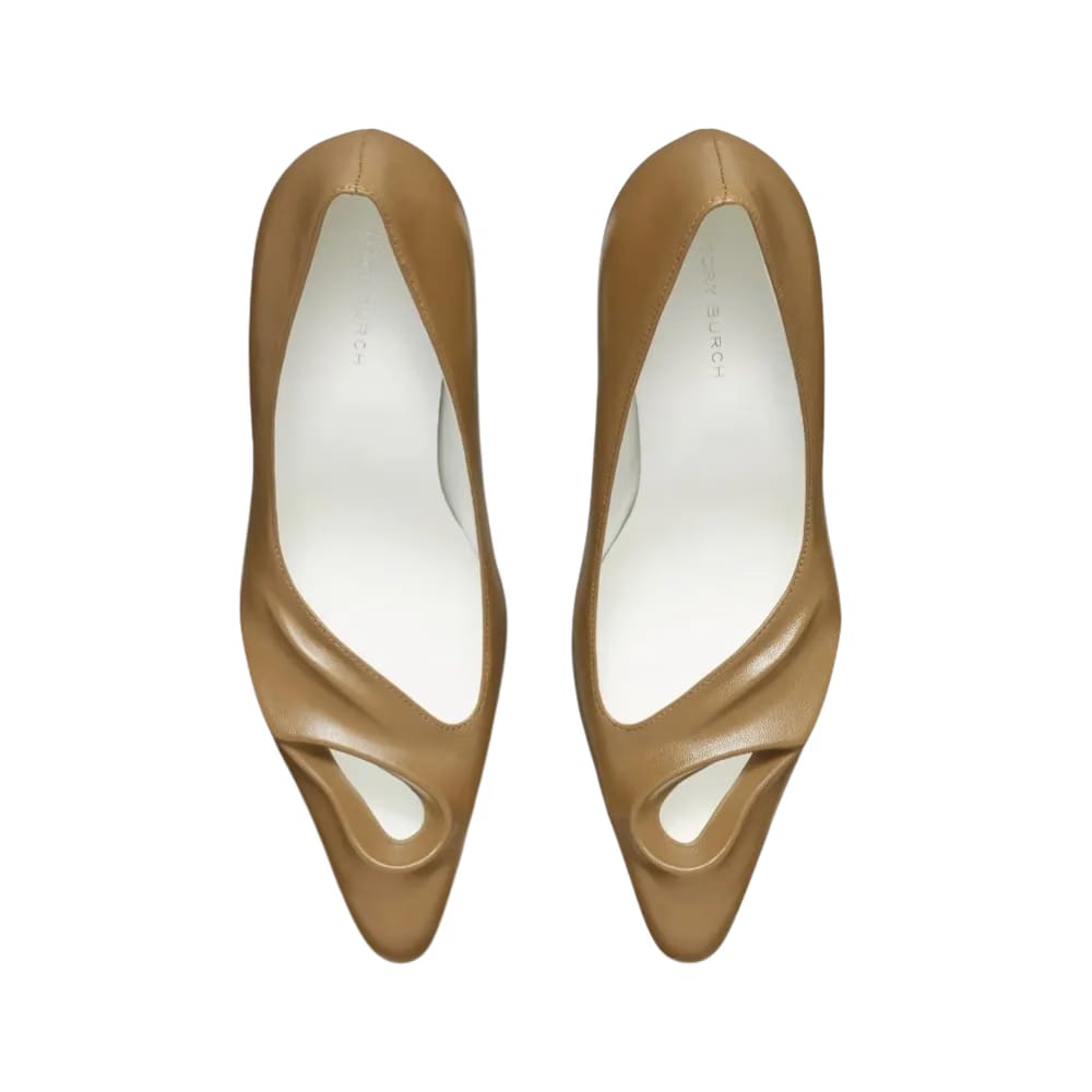 Tory Burch Sculpted Peep-Toe Pump Soft Acorn