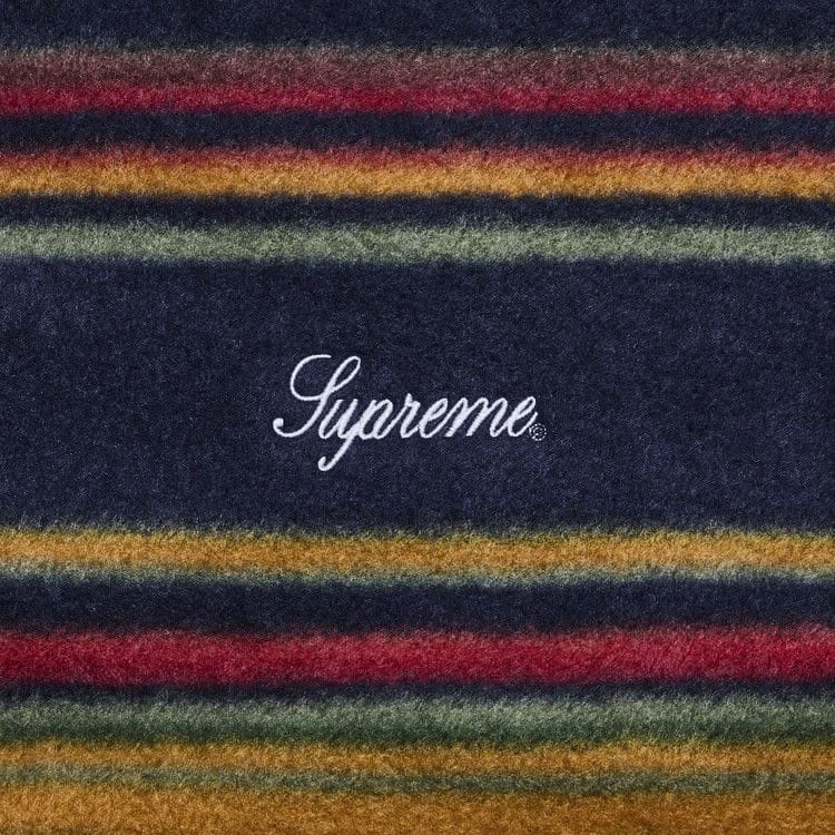 Supreme Stripe Zip Up Fleece Jacket Navy