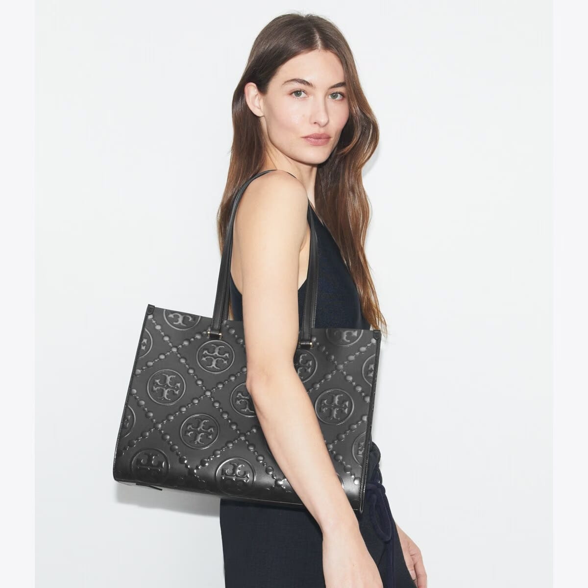 T Monogram Embossed Tote