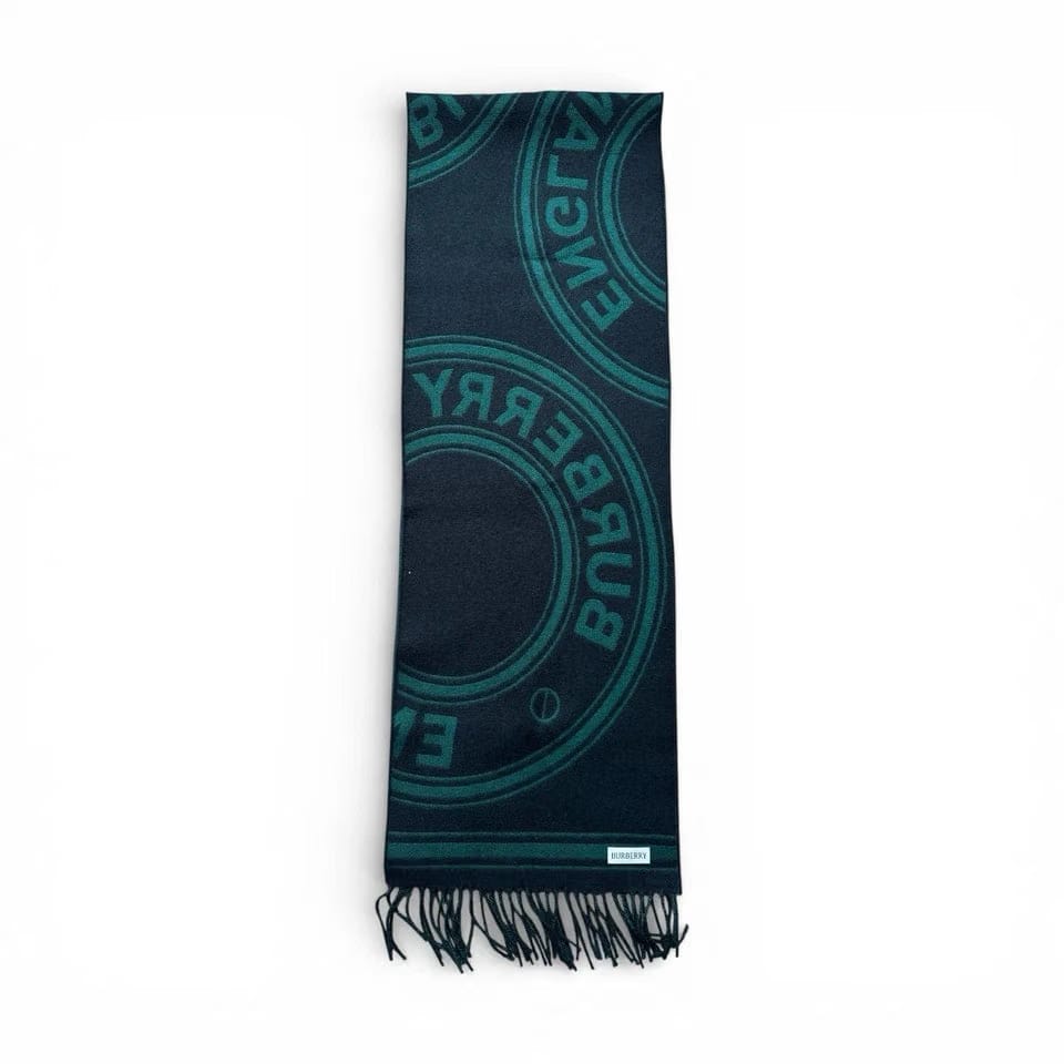 Burberry Logo Print Wool Scarf Made