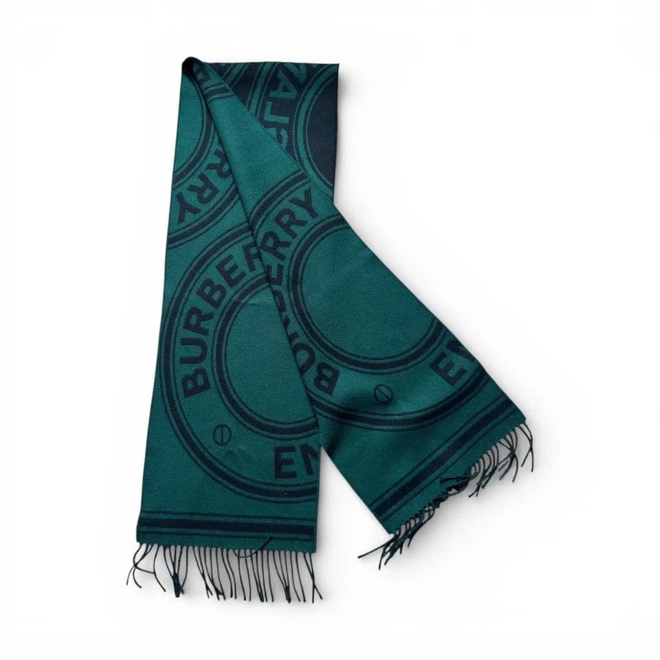Burberry Logo Print Wool Scarf Made