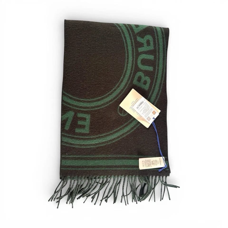 Burberry Logo Print Wool Scarf Made