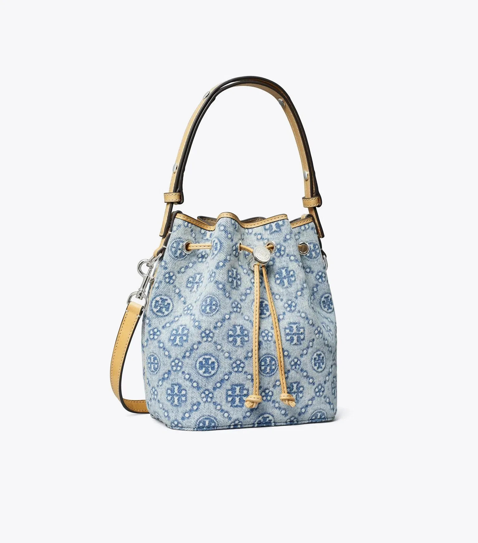 T Monogram Denim Mini Bucket Bag
