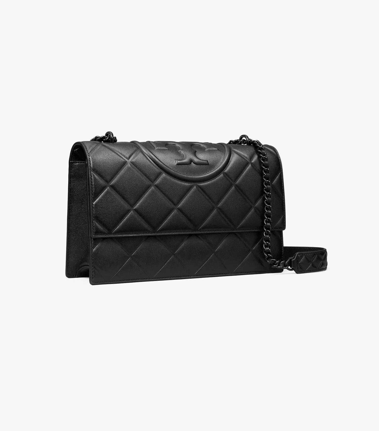 Small Fleming Polished-Grain Shoulder Bag