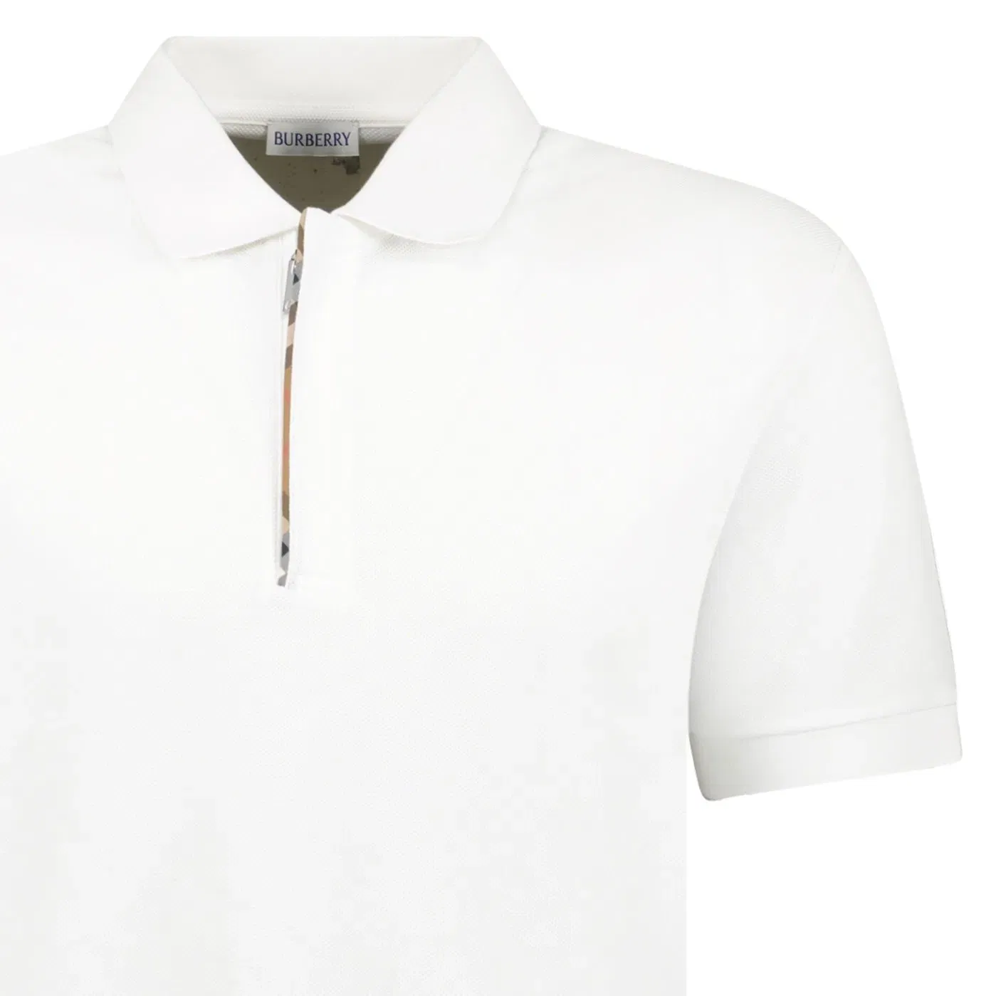 Burberry ‘Hartford’ Zip Check Polo White