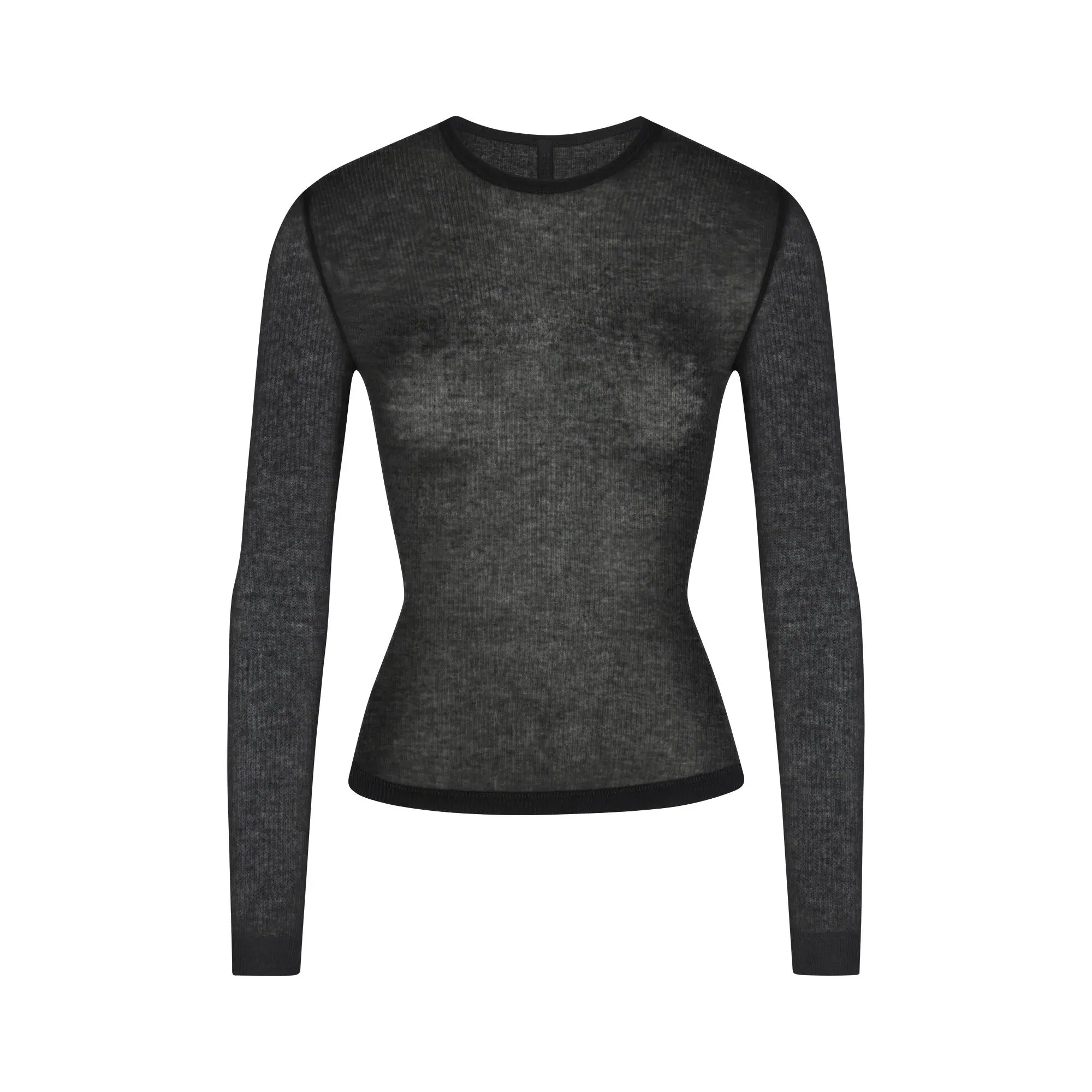 Sheer Rib Long Sleeve Top